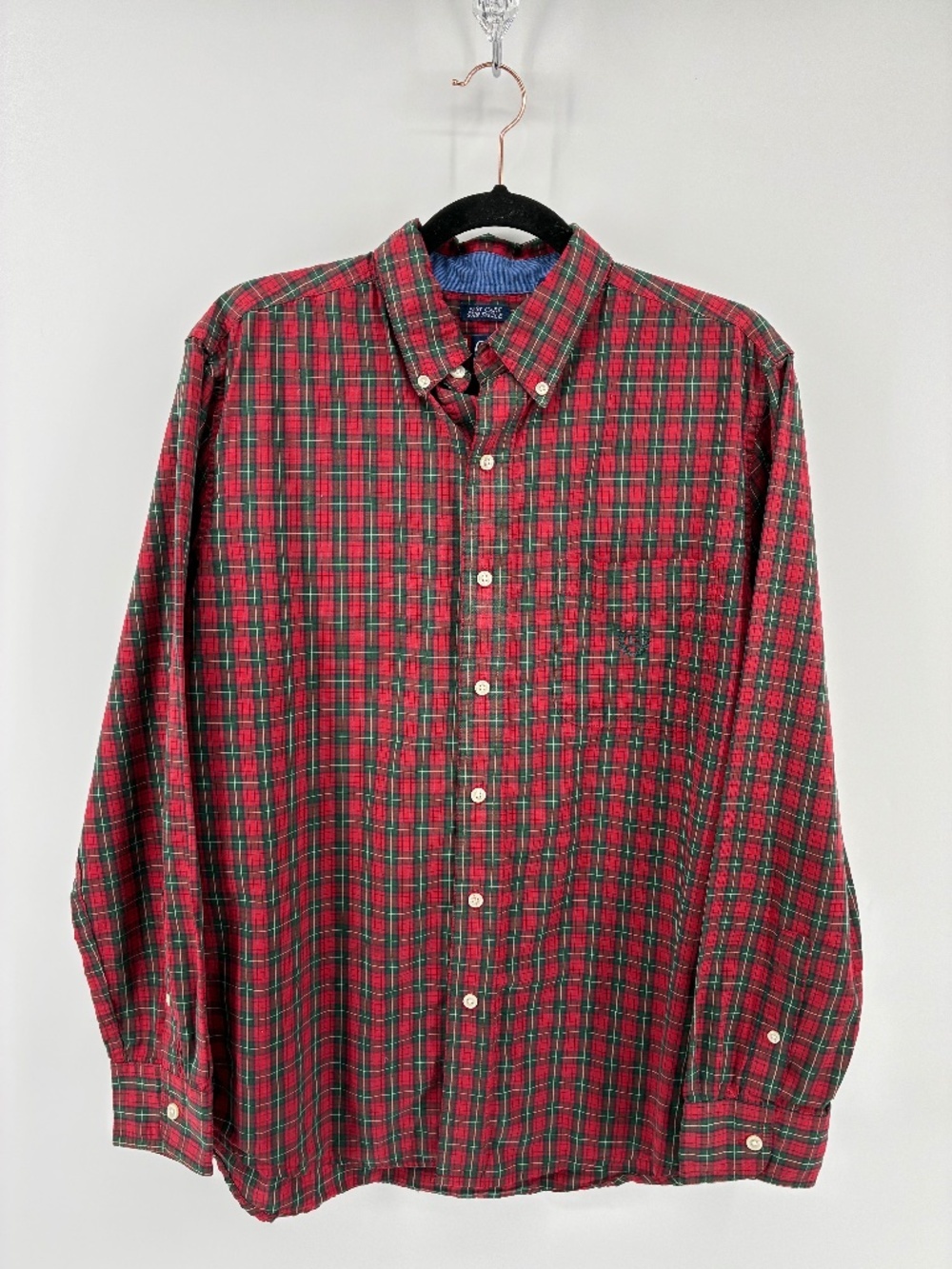 Chaps Red and Black Plaid Button Down Shirt
